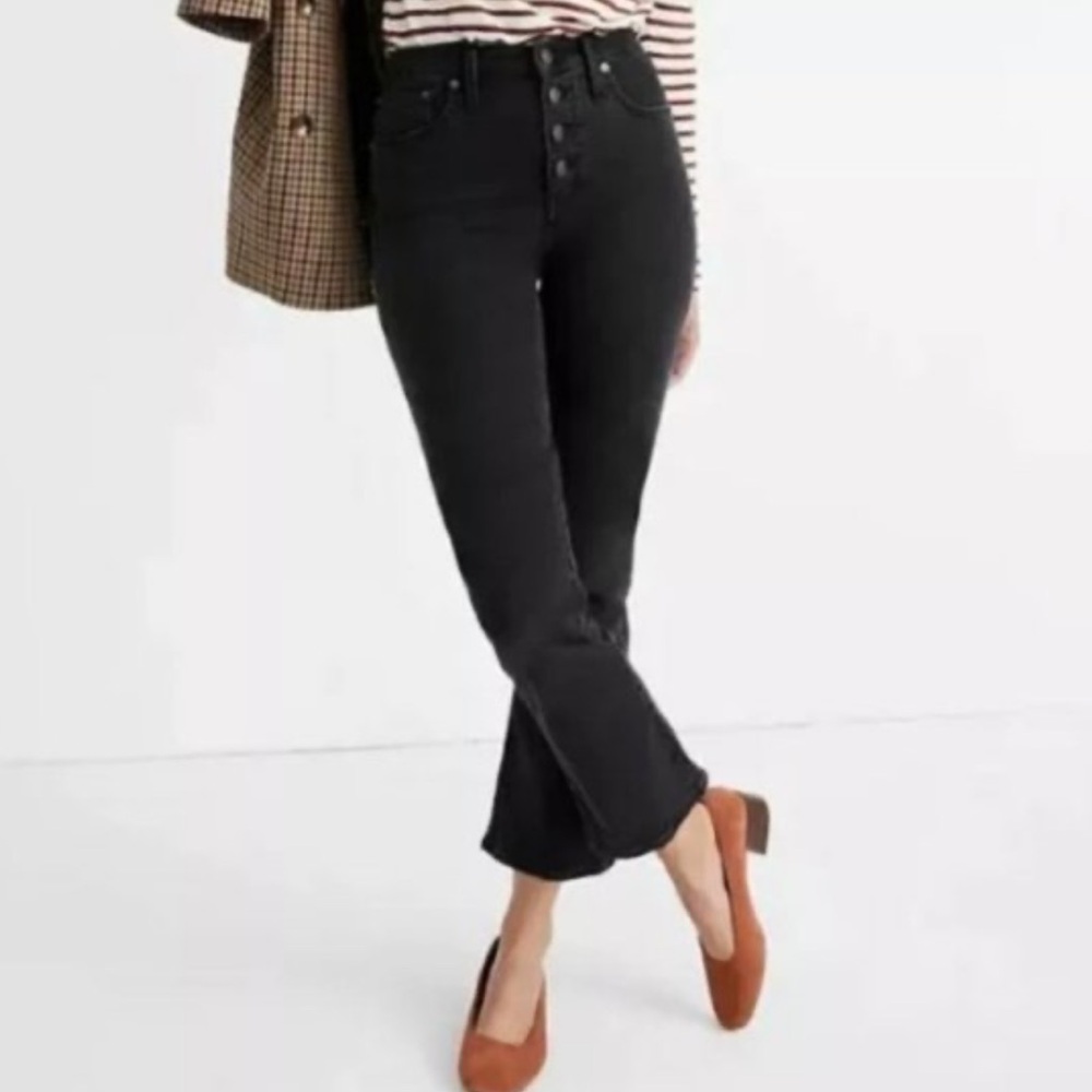 Madewell Cali Demi Boot Button Fly Jeans Black Womens Size 29